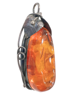 Natural Amber Silver Pendant