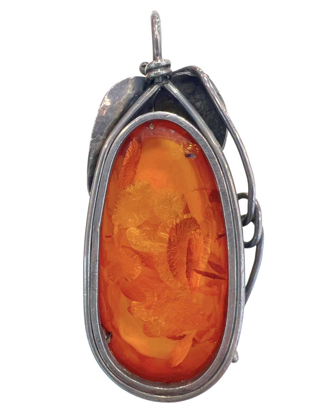 Natural Amber Silver Pendant