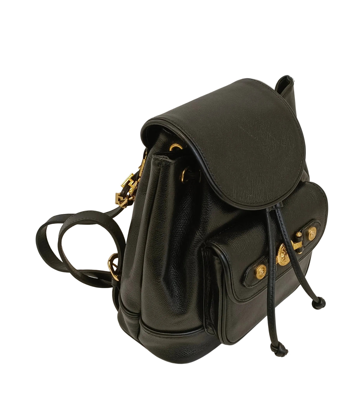 Versace Backpack-Black Leather