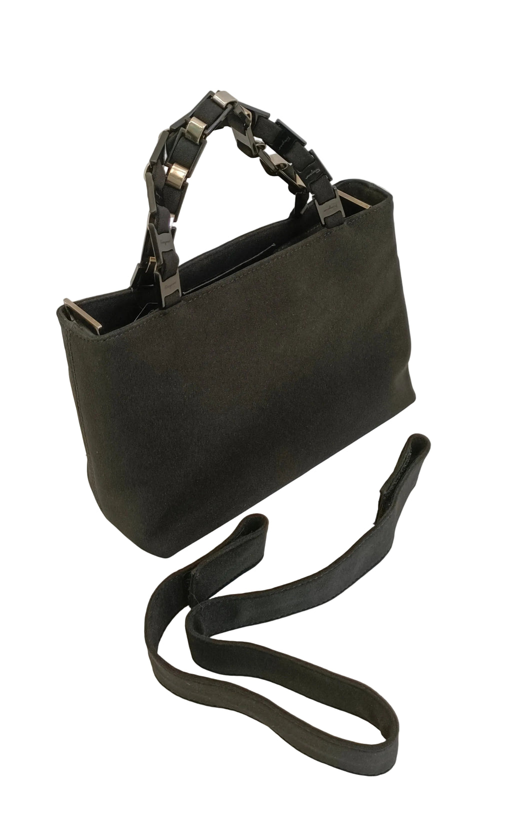 Ferragamo Tote Bag-Black/Canvas Cloth/2 Way Bag
