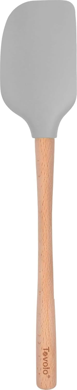 Tovolo Flex-Core Silicone Baking Spatula with Wood Handle, Oyster Gray