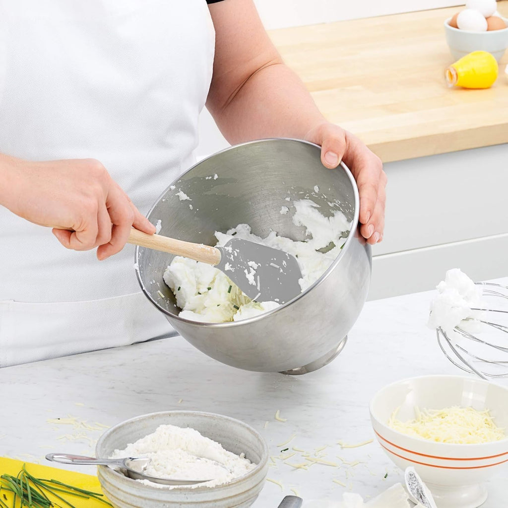 Tovolo Flex-Core Silicone Baking Spatula with Wood Handle, Oyster Gray