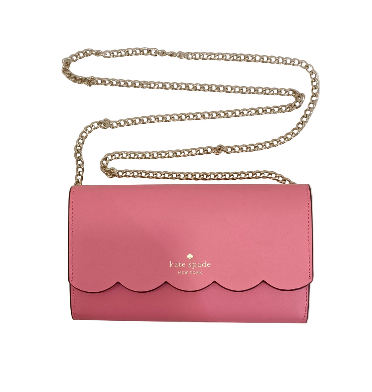 Kate Spade Shoulder Bag-Pink Leather & Metal Chain Strap