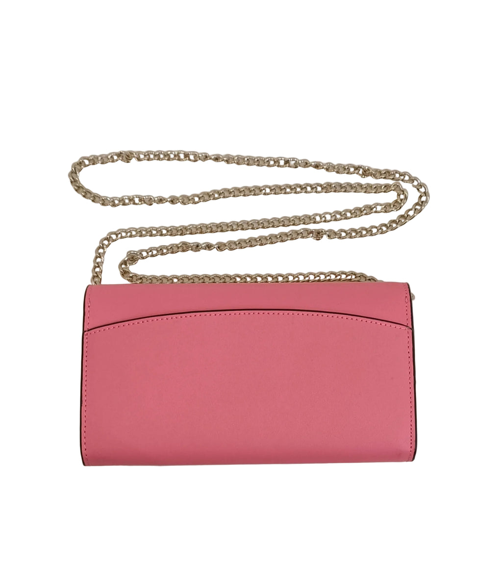 Kate Spade Shoulder Bag-Pink Leather & Metal Chain Strap