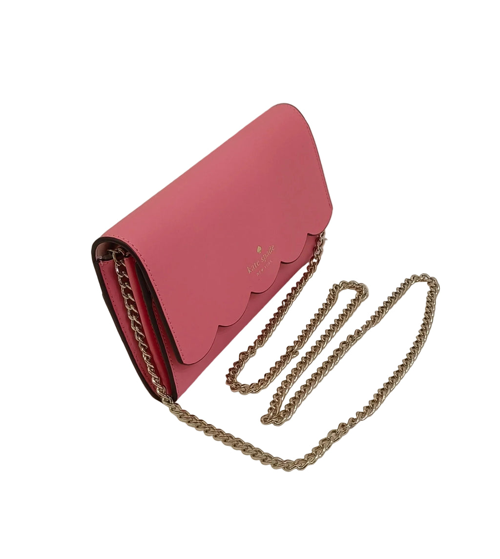 Kate Spade Shoulder Bag-Pink Leather & Metal Chain Strap