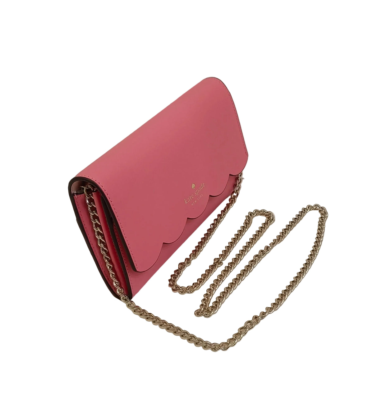 Kate Spade Shoulder Bag-Pink Leather & Metal Chain Strap