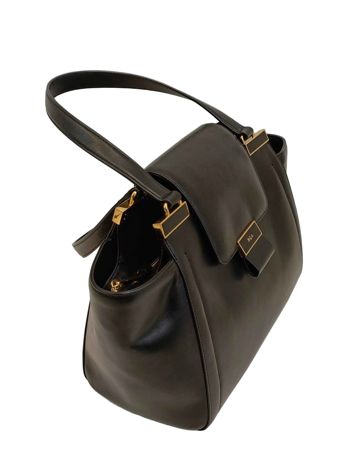 Ralph Lauren / Lauren Rll Shoulder Bag-Black Leather