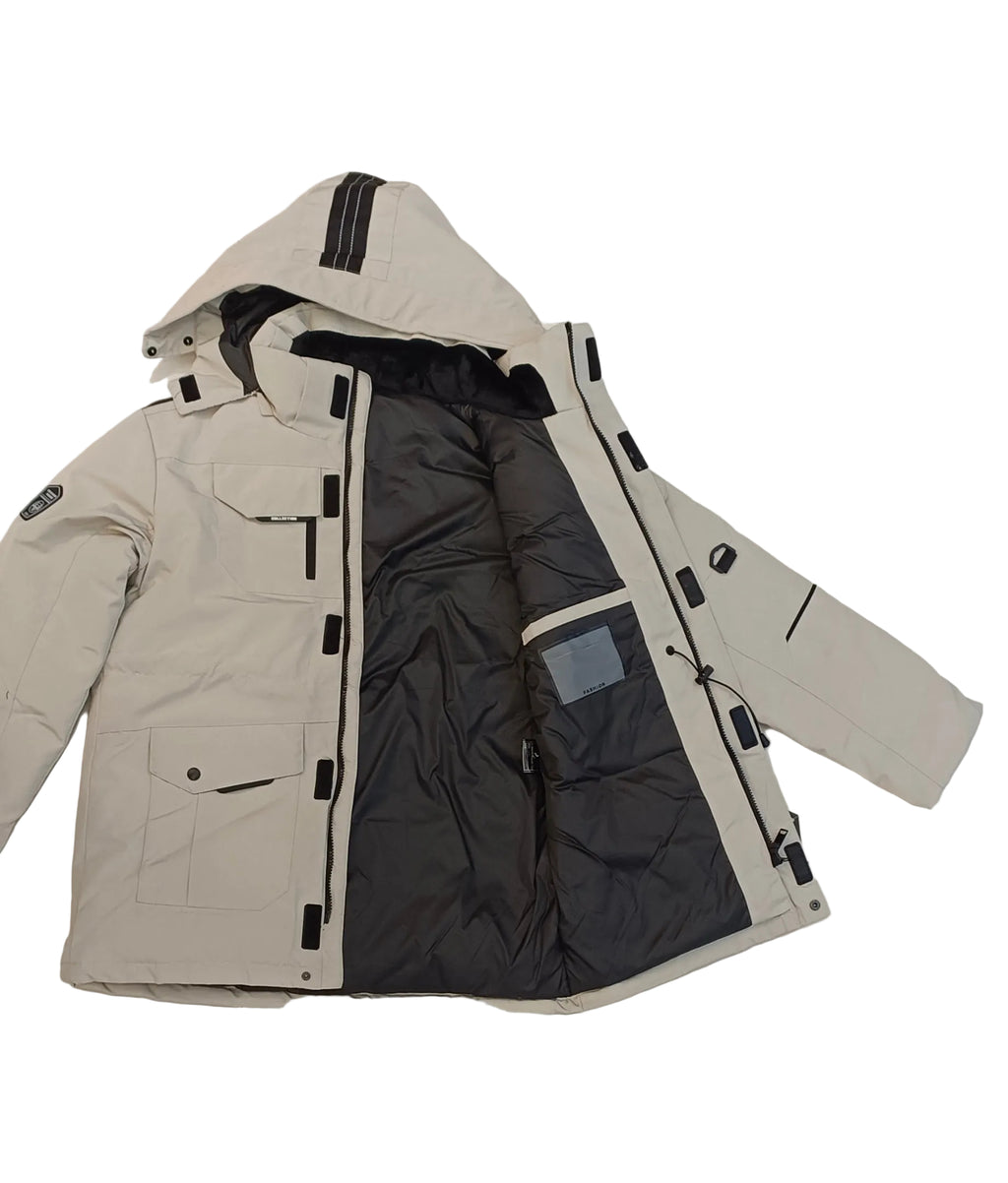 Fashion Coat Beige Thick Jacket-Size L