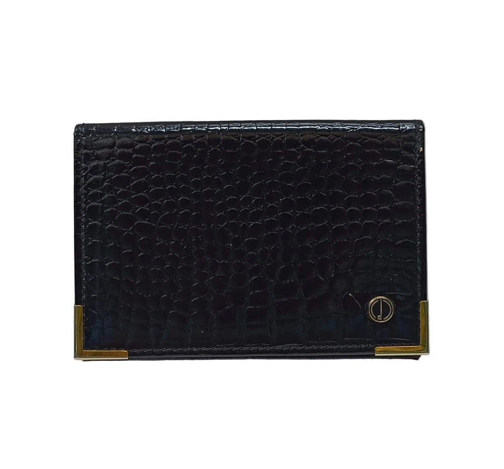 Dunhill Card  Holder=Black Croco Leather