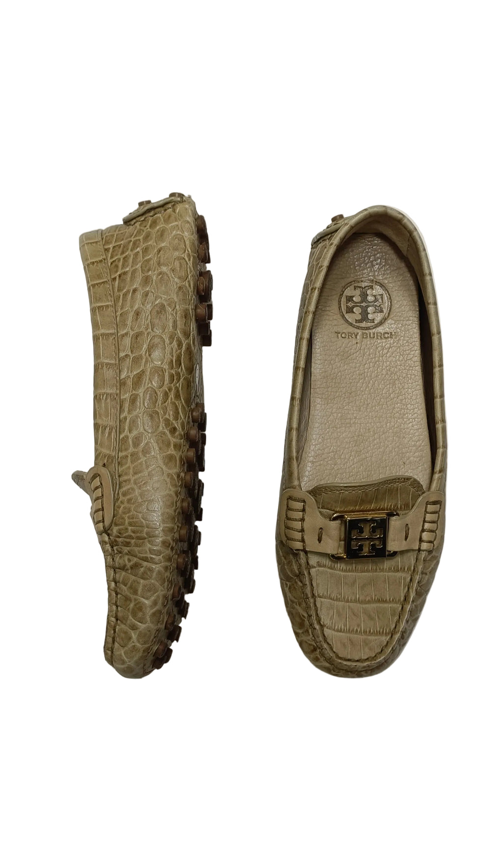 Tory Burch  Shoes-Beige Croc Leather Size 35