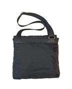 Ferragamo Shoulder Bag-Black Nylon & Leather