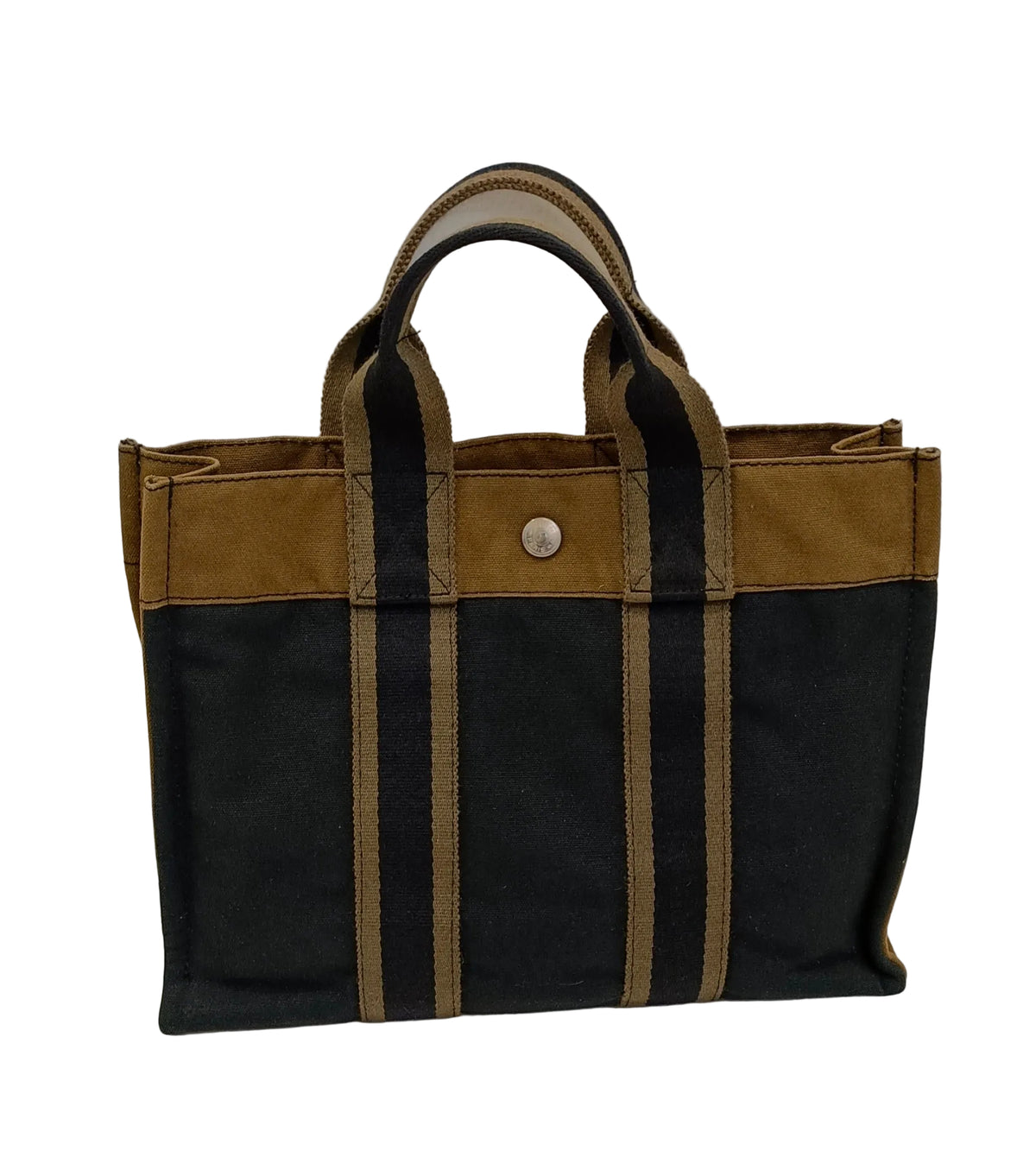 Hermes Tote Bag-Olive Green & Black Canvas Main image