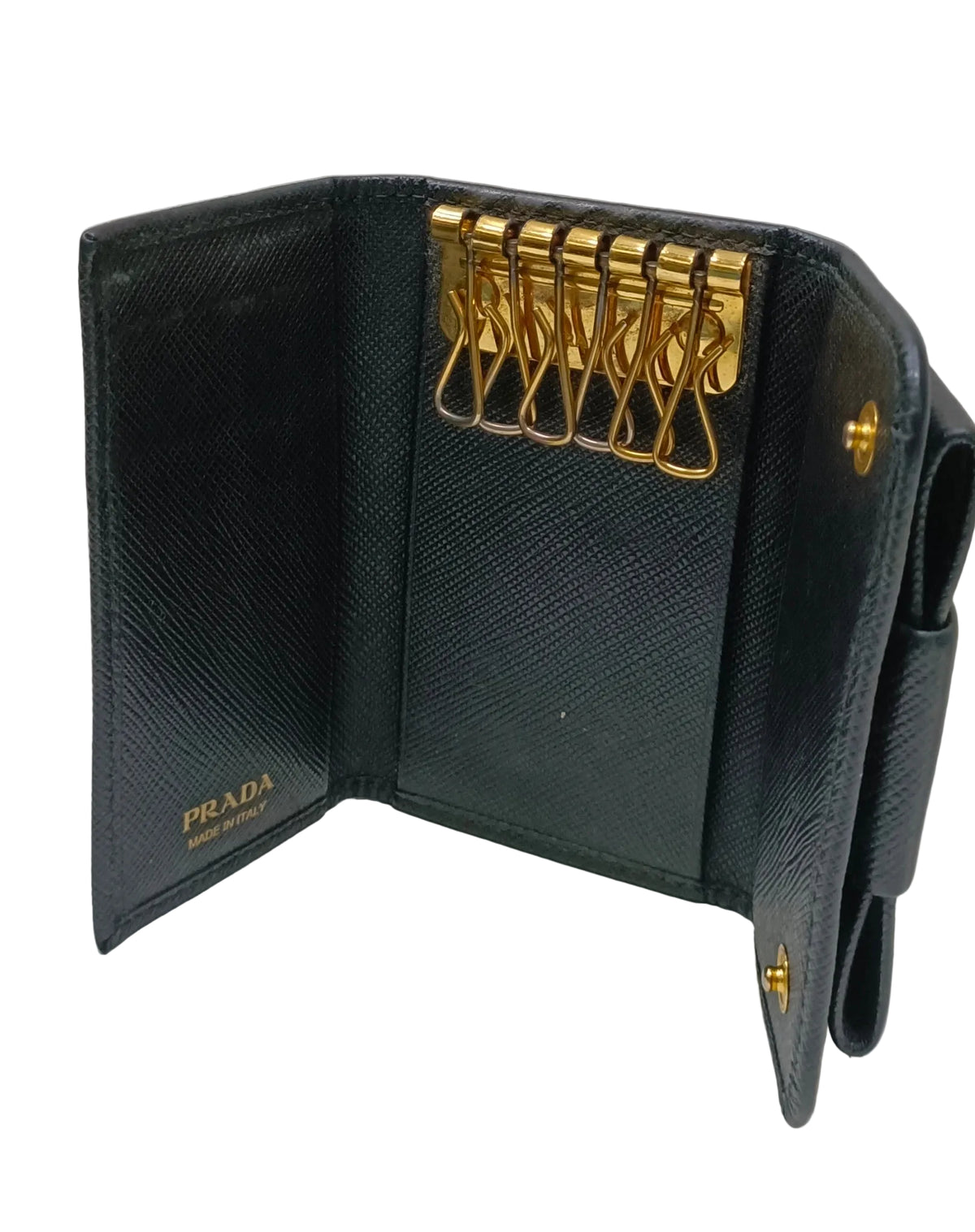 Prada Key Case-Black Saffiano Leather