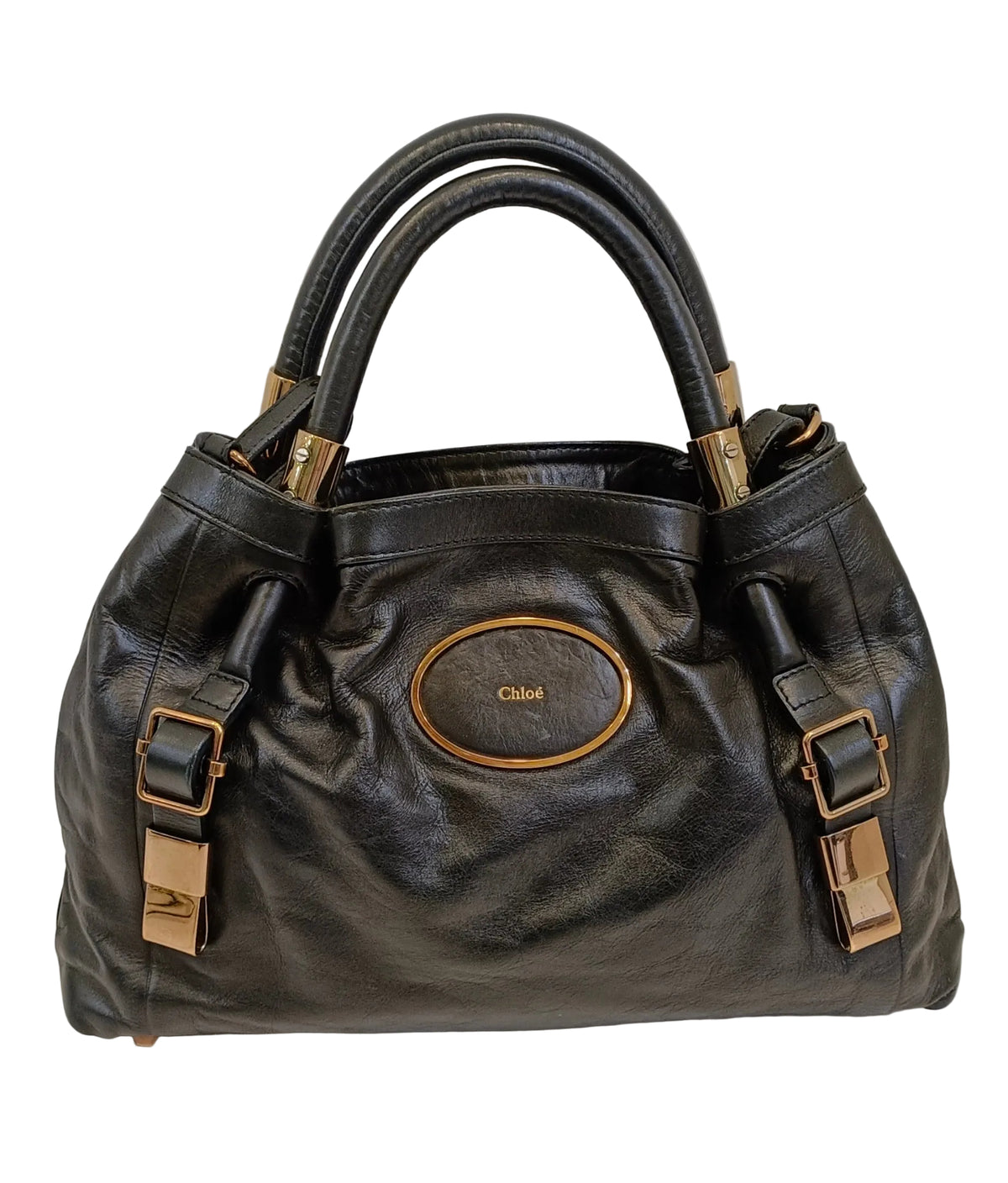 Chloe Victoria Tote Bag-Black Leather-2 Way Main image