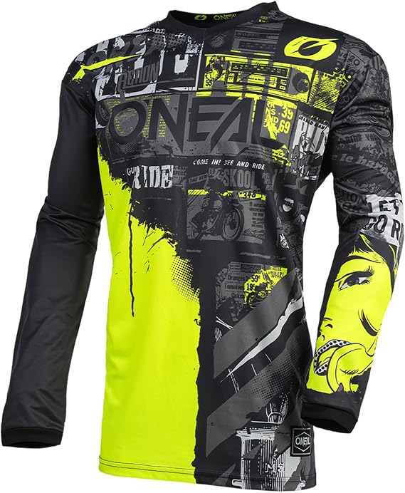 O'NEAL Element Youth Jersey Ride, Black/Neon Yellow, L