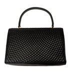 Bally Tote Bag-Black Quilted Leather & Gold Button