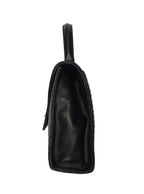 Bally Tote Bag-Black Quilted Leather & Gold Button