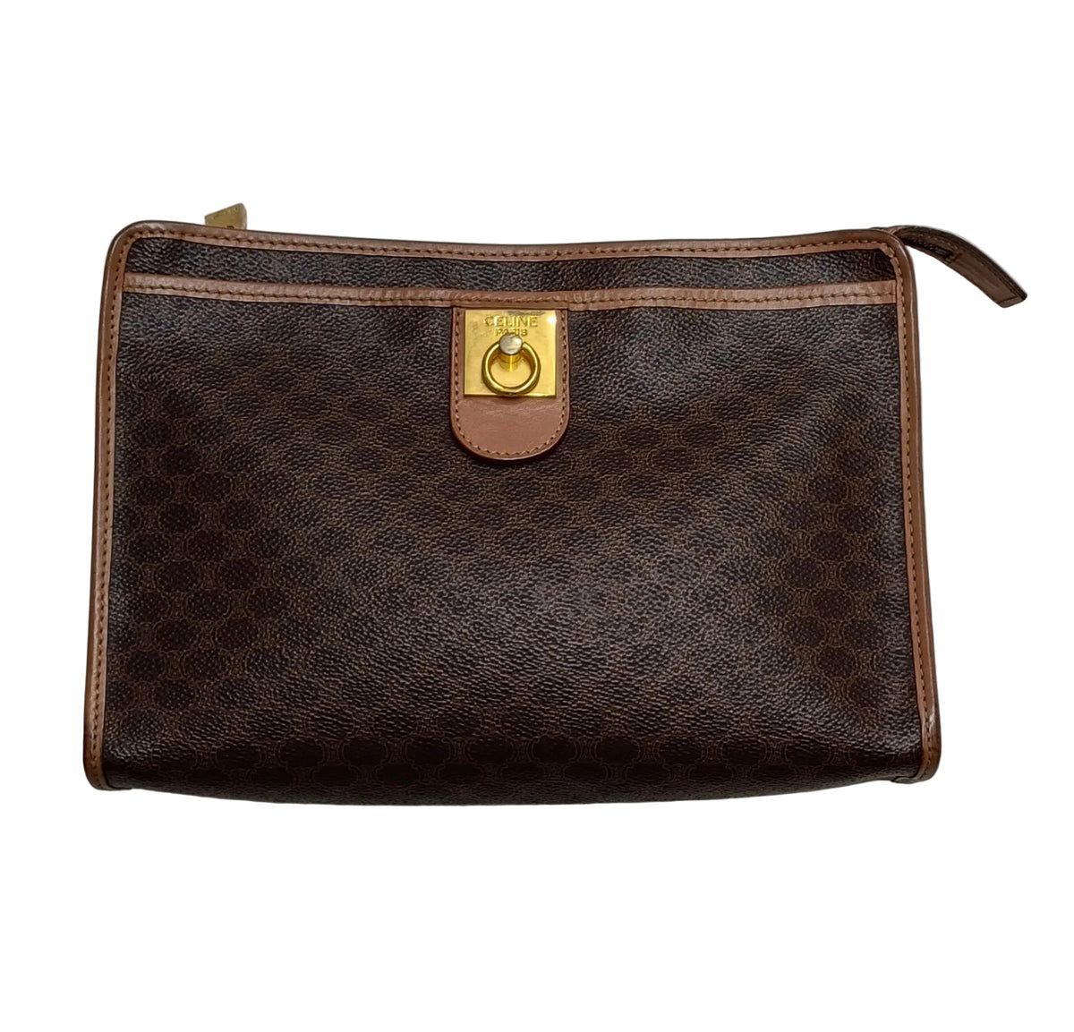Celine Clutch Bag-Brown Macadam Leather