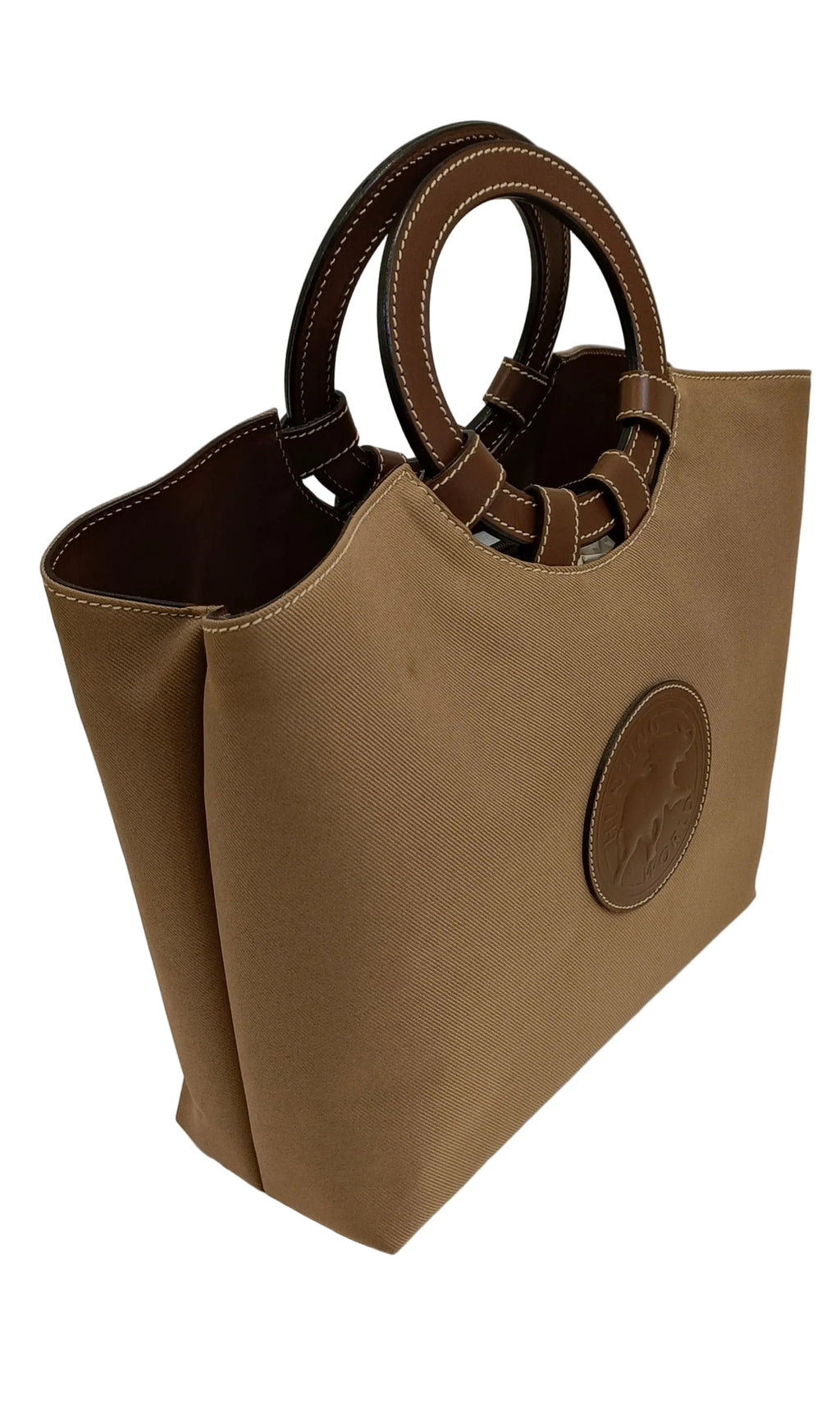 Hunting World Tote Bag-Brown Cnv & Leather