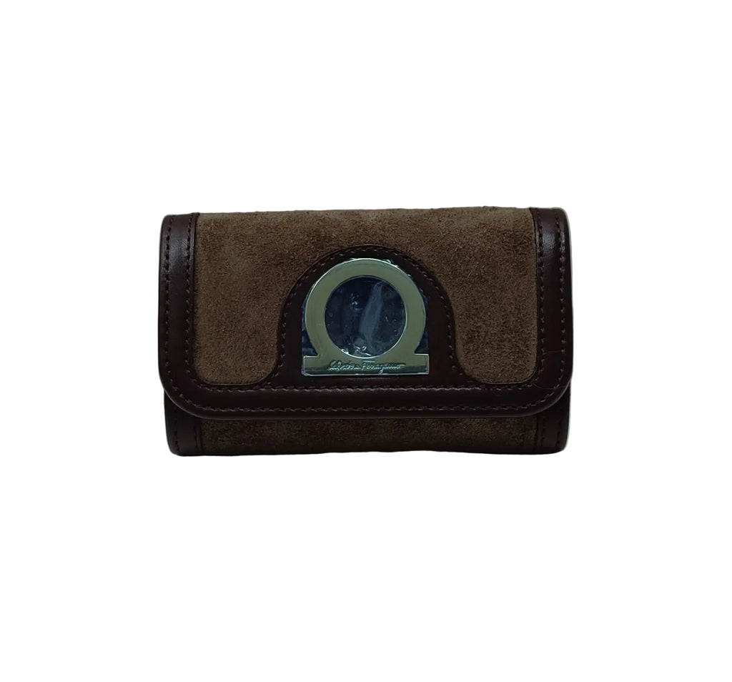 Ferragamo Key Case-Brown Leather