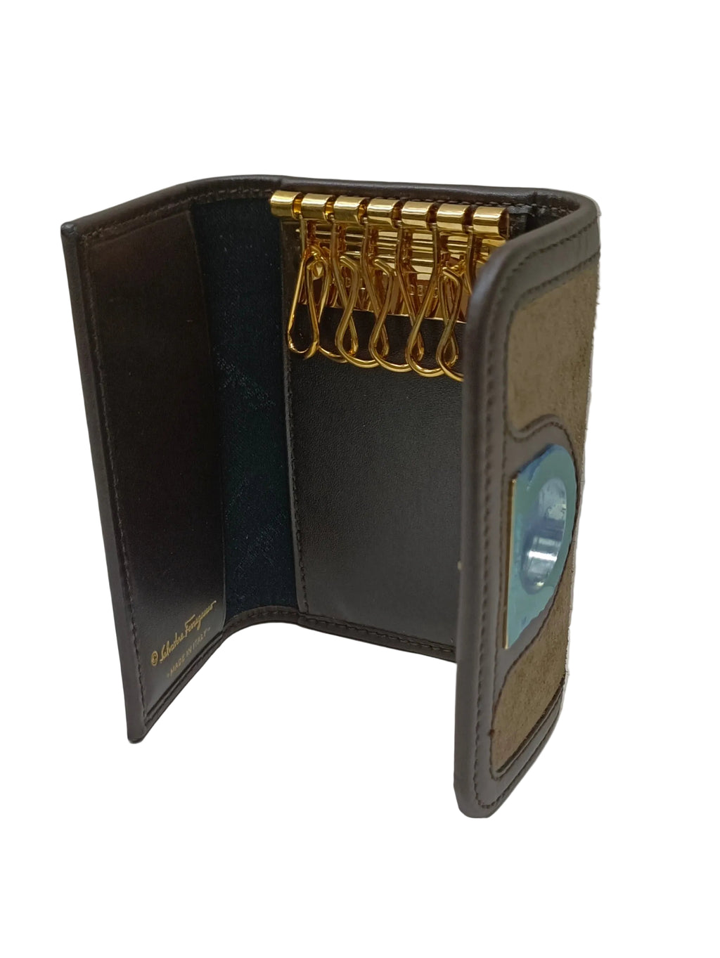 Ferragamo Key Case-Brown Leather