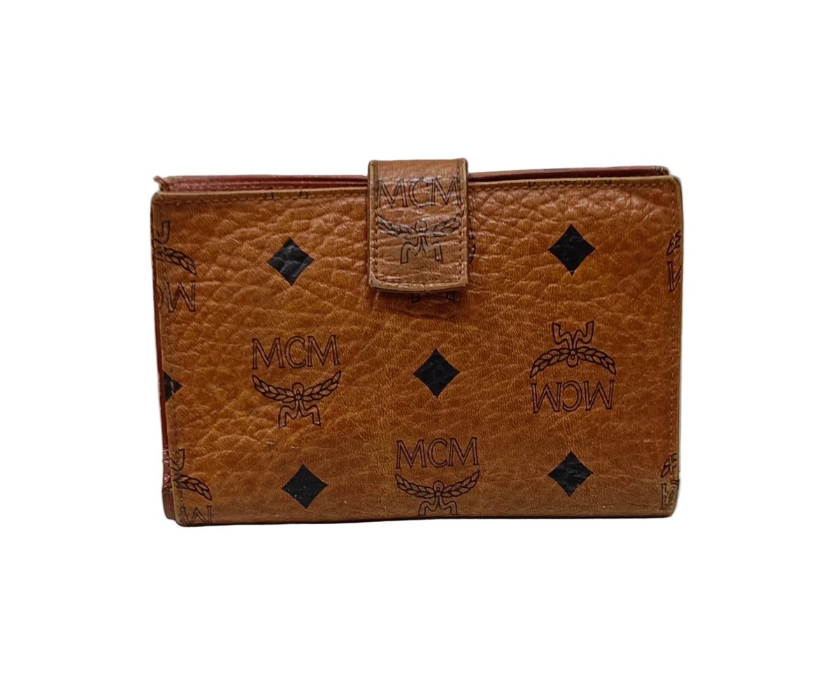 MCM Wallet-Brown Cognac Visetos Leather