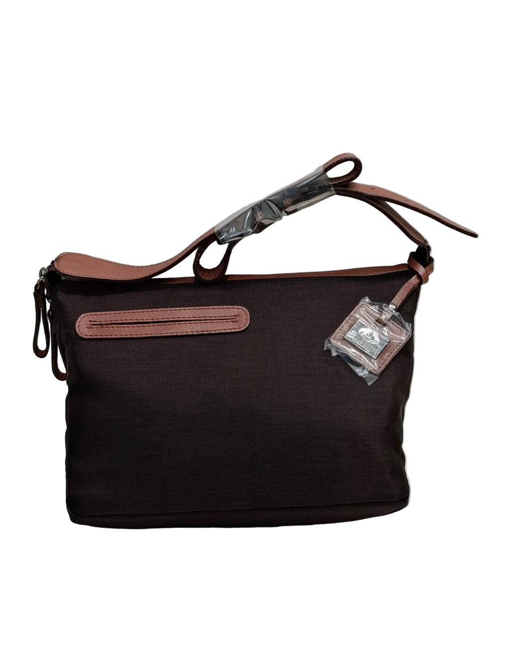 Pella Borsa Shoulder bag-Brown Leather&Nylon 1 Compartment