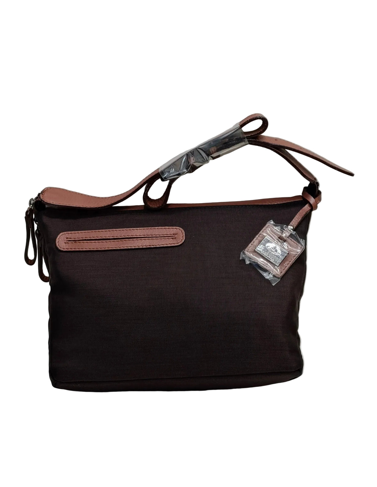 Pella Borsa Shoulder bag-Brown Leather&Nylon 1 Compartment