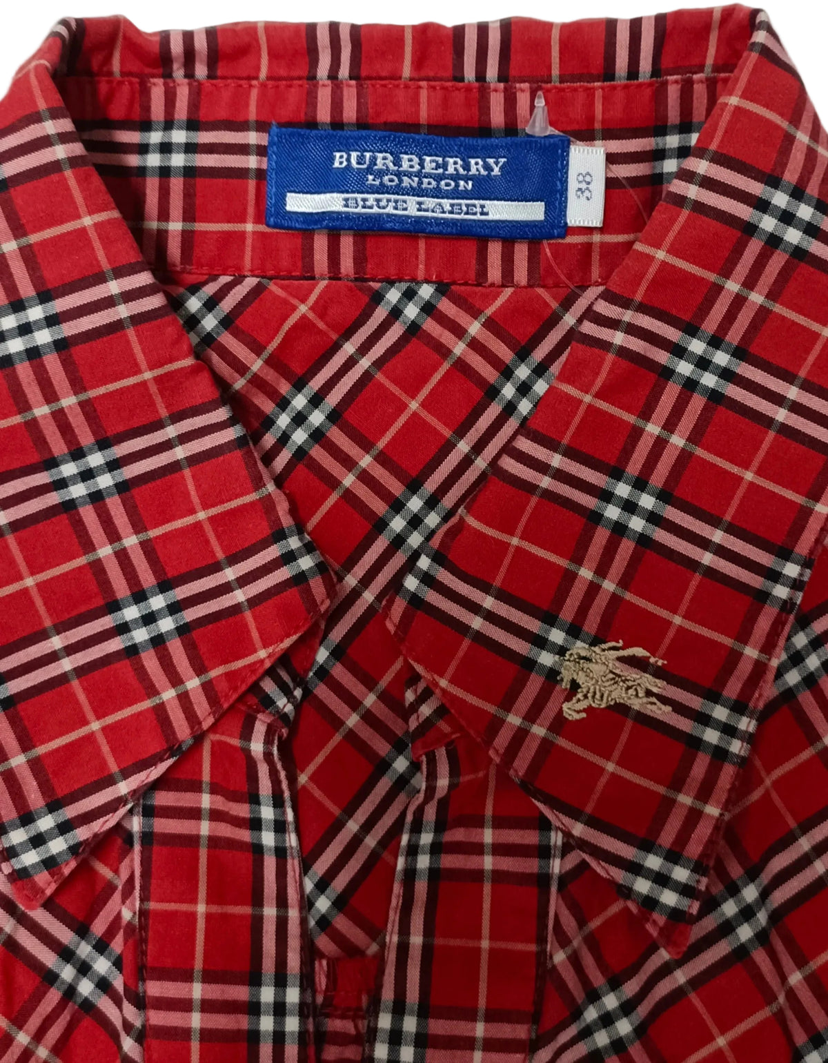 Burberry Shirt-Red Nova Checked Size 38