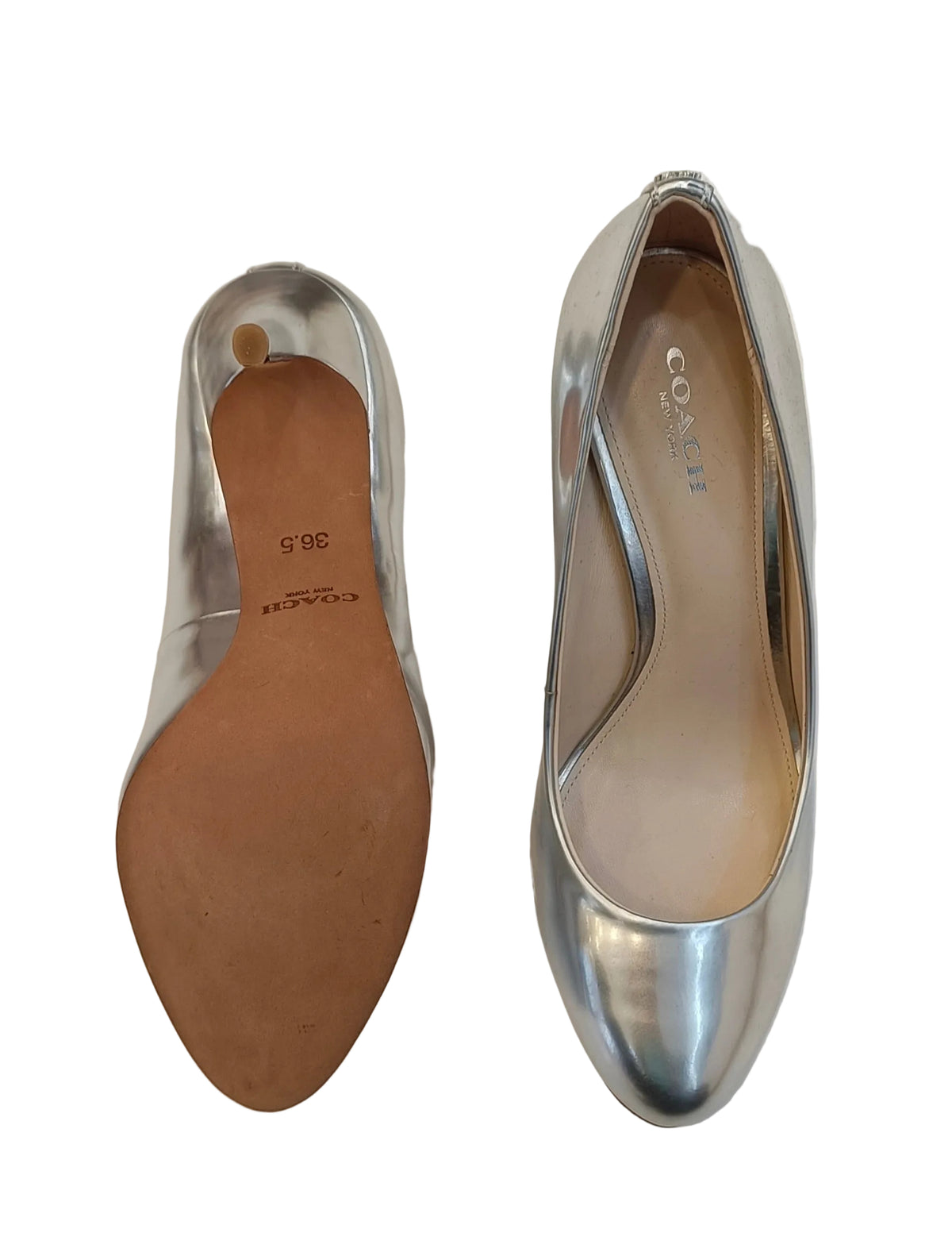 Coach Heels 8.3cm-Silver Size 36.5
