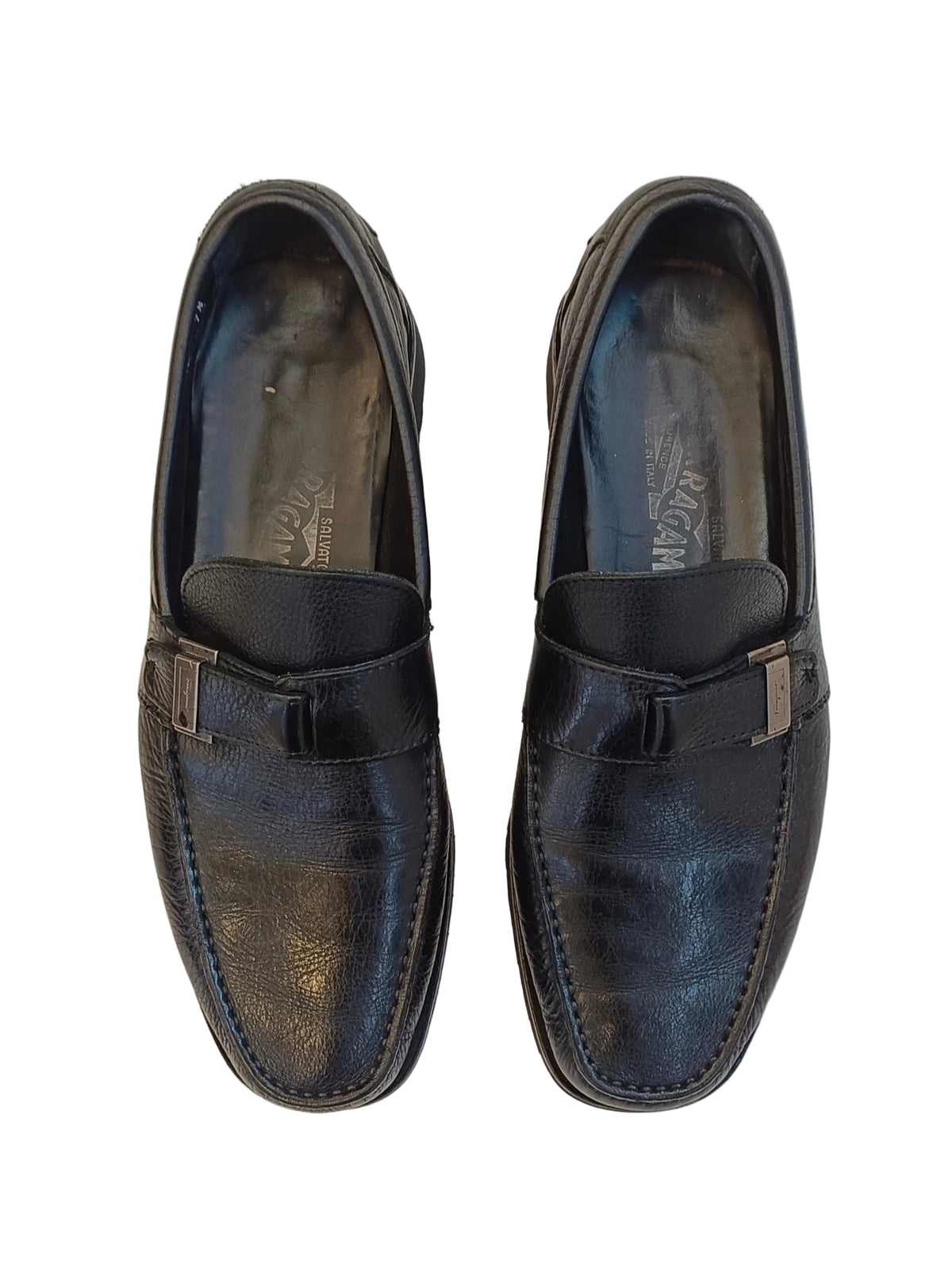 Ferragamo Man Shoes-Black Leather Size 7.5