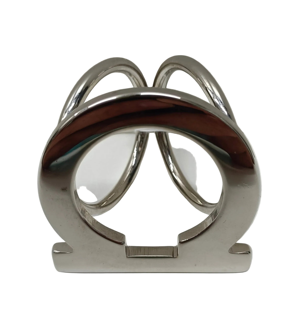Ferragamo Made In Italy Scarf Ring-Silver Gancini & Box