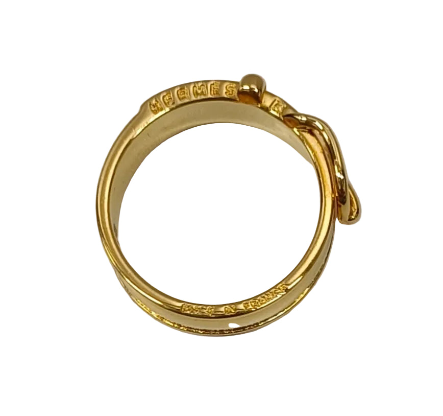 Hermes Made In Italy Scarf Ring-Gold Plate Belt Buckle