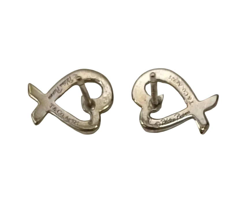 Tiffany & Co Sterling 925 Silver Earring-Paloma Picasso Loving Heart
