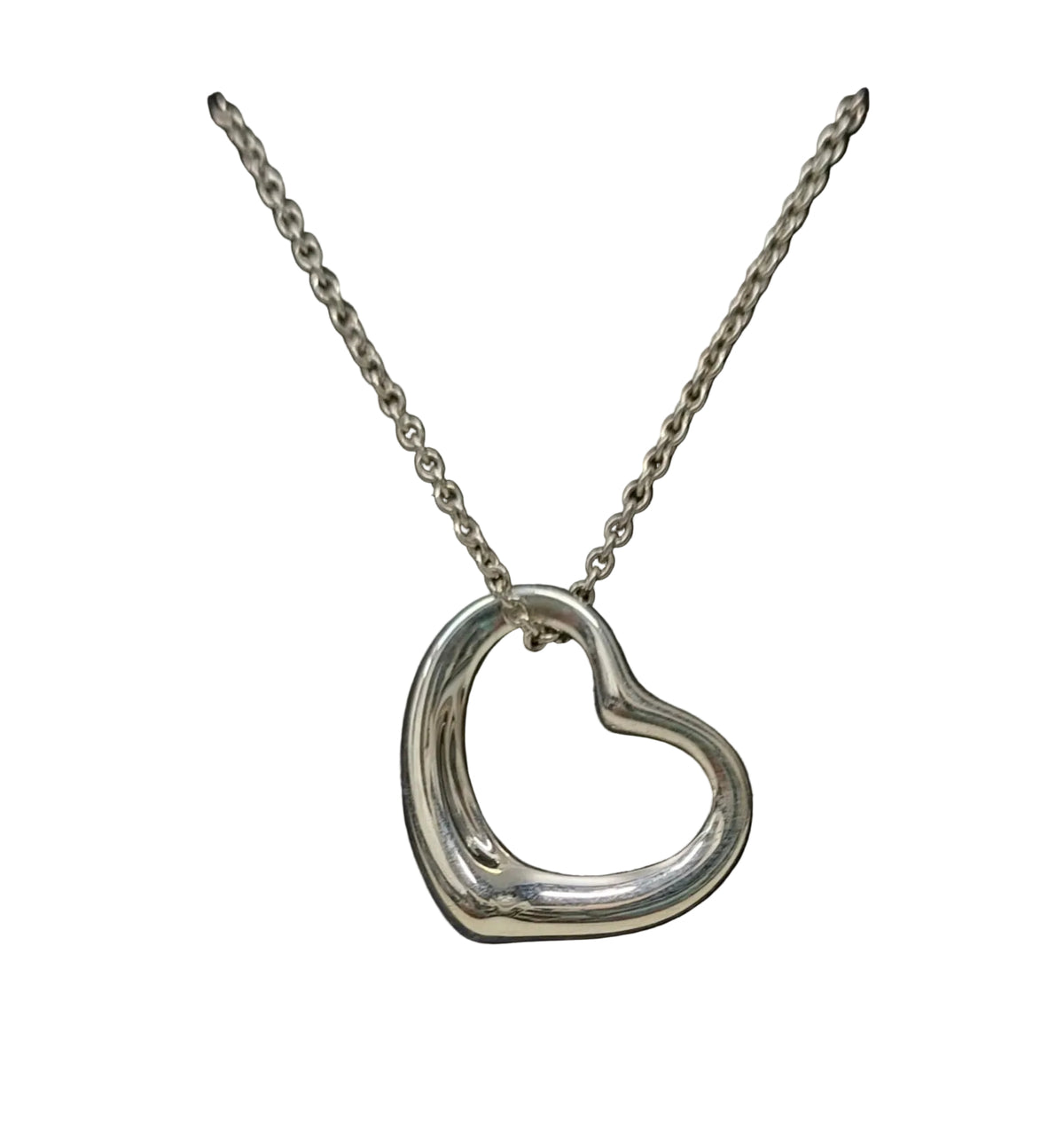 Tiffany & Co Sterling 925 Silver Necklace-Elsa Peretti Open Heart   L-16" Main image