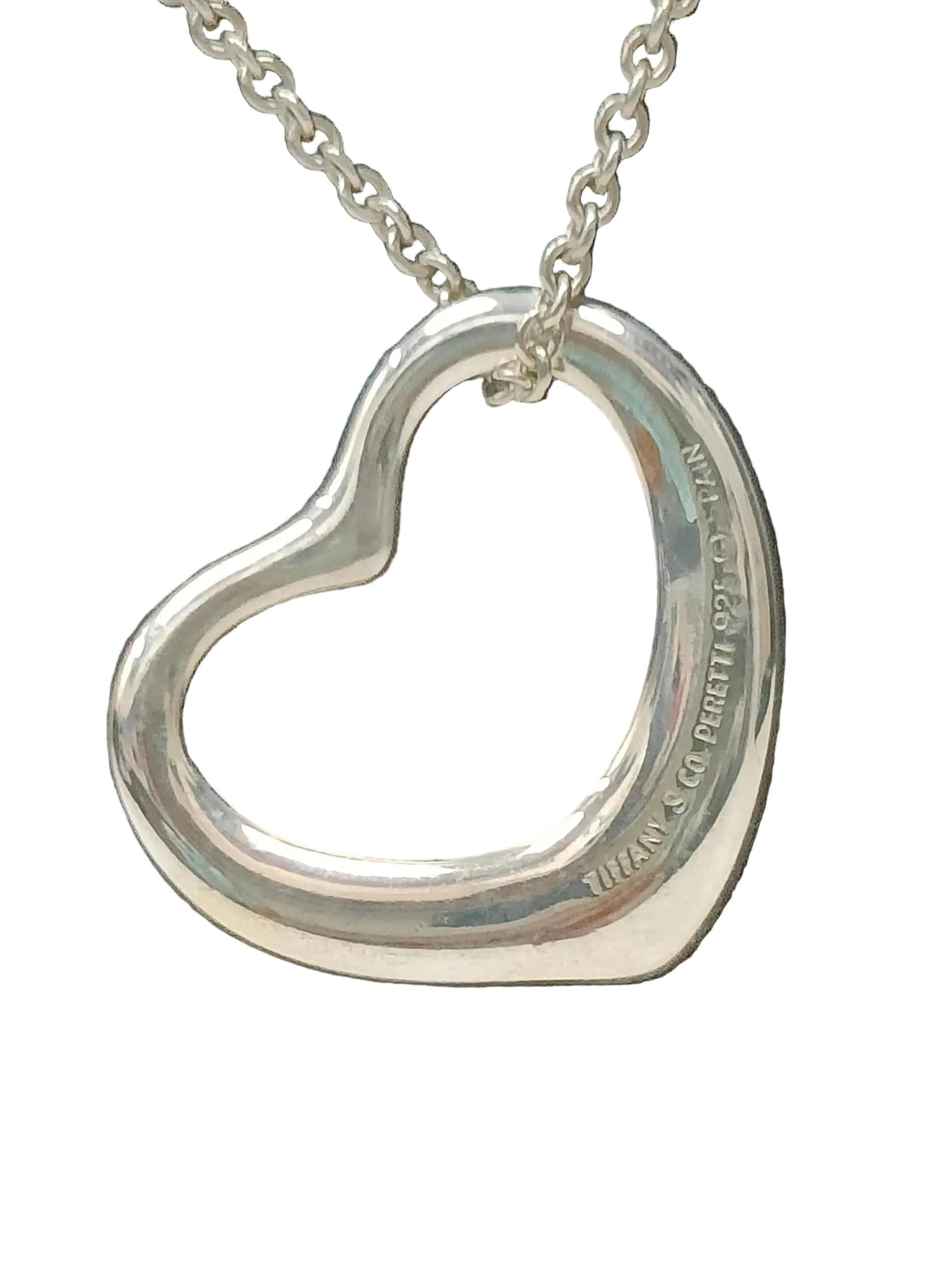 Tiffany & Co Sterling 925 Silver Necklace-Elsa Peretti Open Heart   L-16" Secondary image