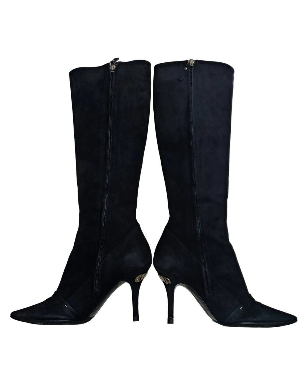 Louis Vuitton Heels-Black Suede Boots