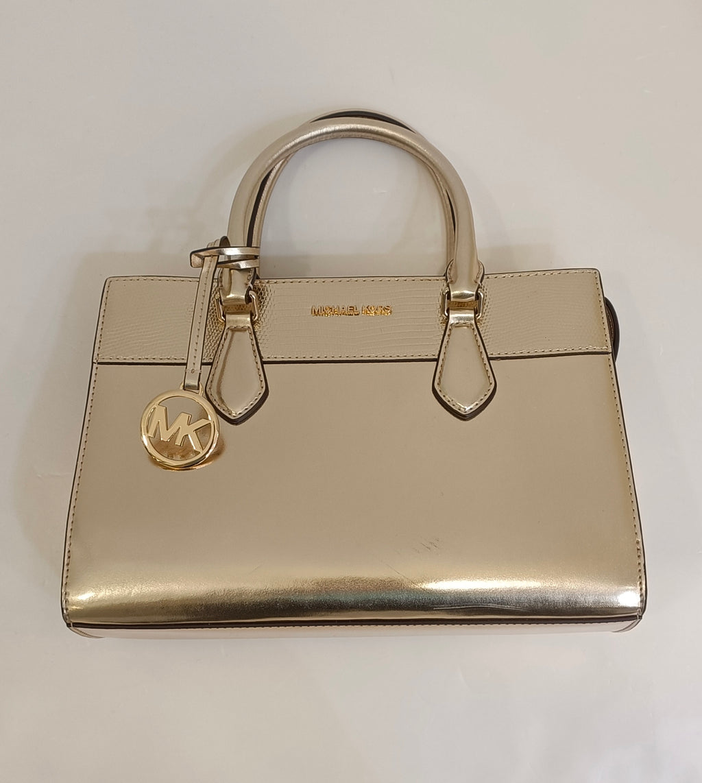 Michael Kors Tote Bag-Shiny Gold Bag-Leather
