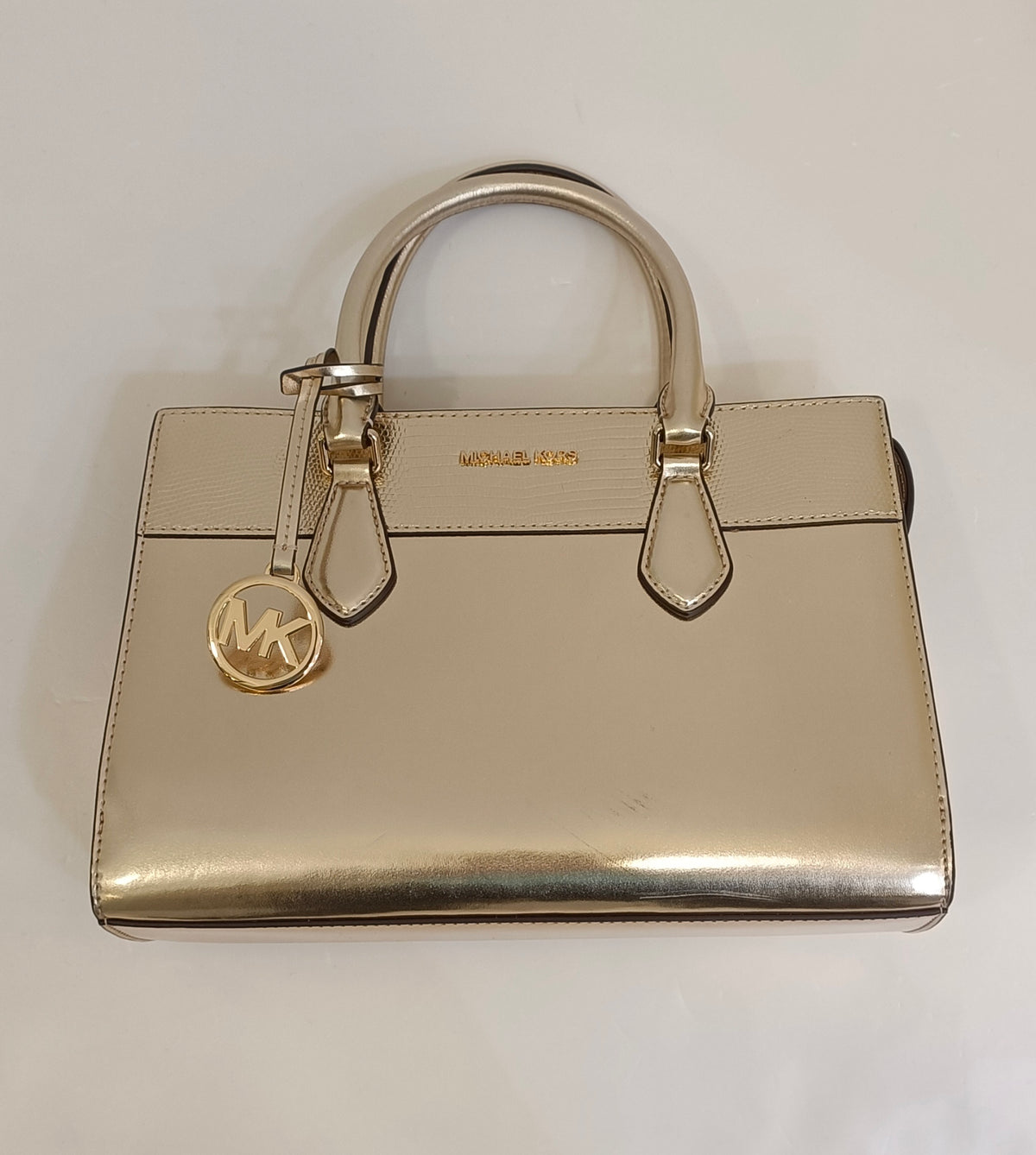 Michael Kors Tote Bag-Shiny Gold Bag-Leather