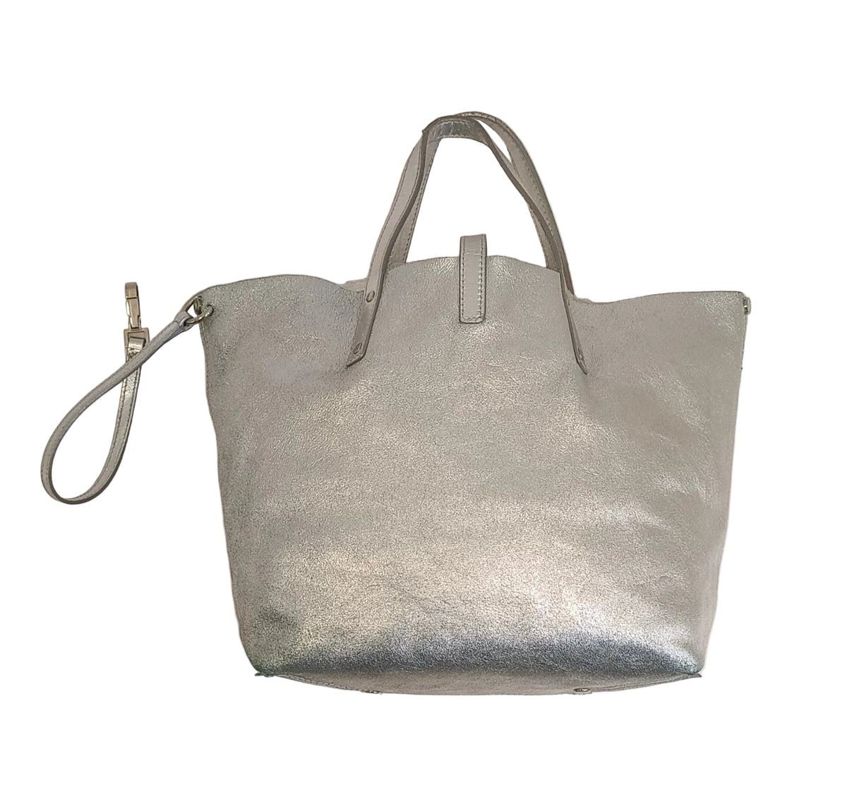 Tiffany & Co Tote Bag-Metallic Silver Leather