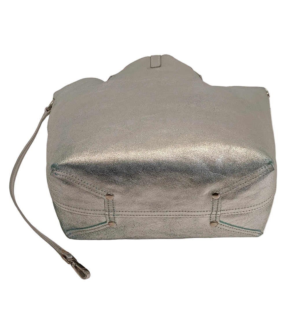 Tiffany & Co Tote Bag-Metallic Silver Leather