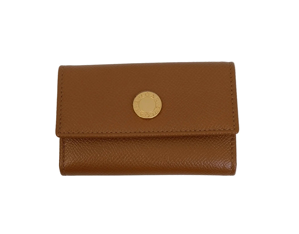 Bvlgari Key Case-Brown Leather-Box & Cert