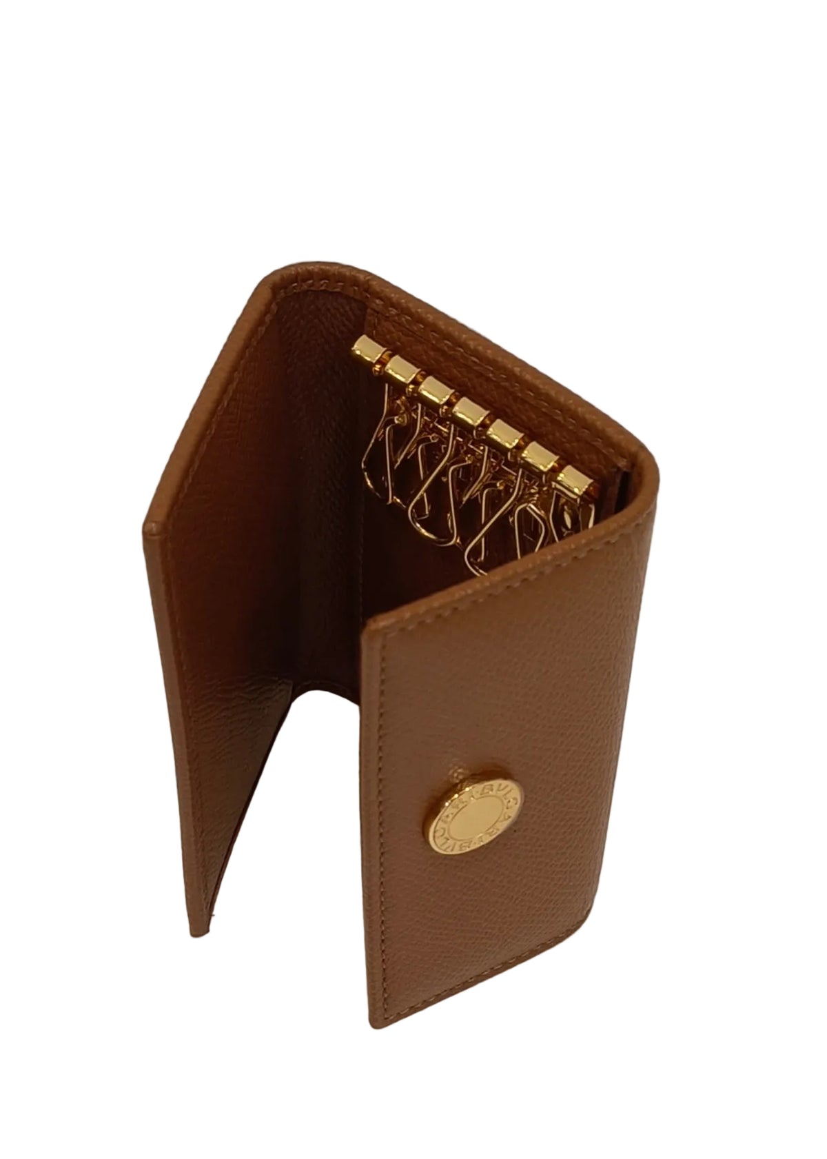 Bvlgari Key Case-Brown Leather-Box & Cert