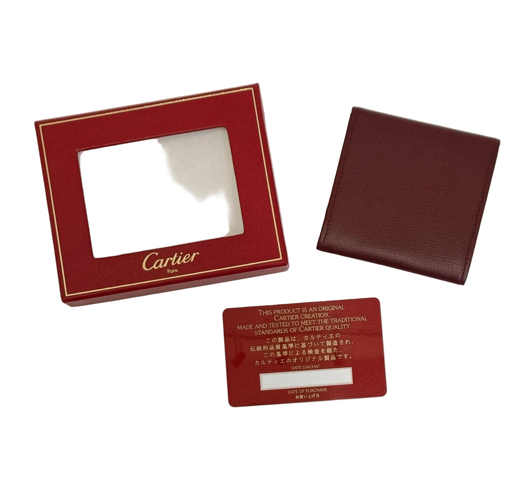 Cartier Coin Purse-Burgundy Leather Golg Metal Trim-Box & Card