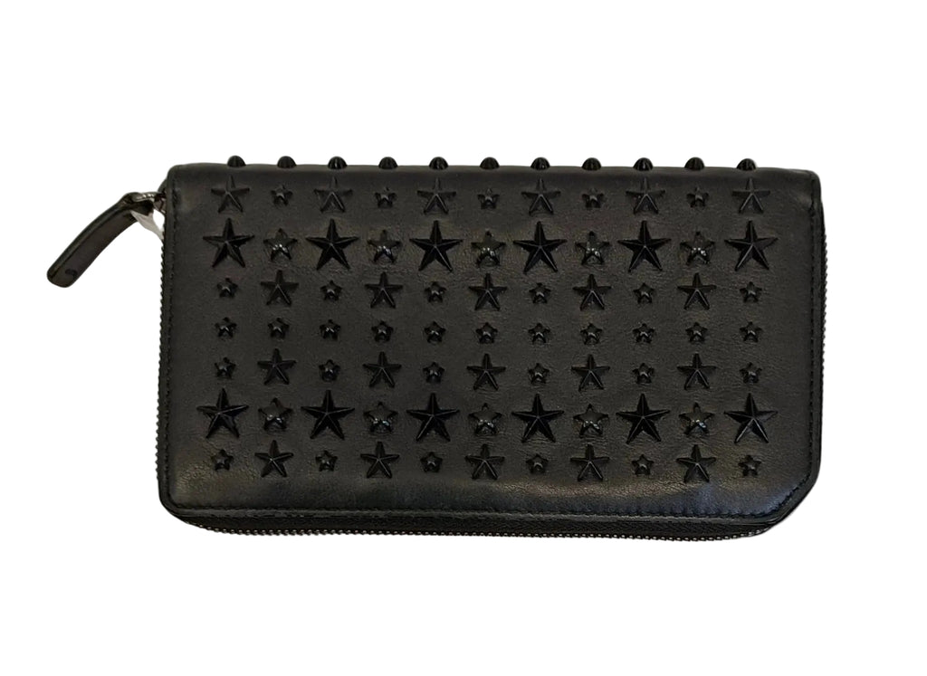 Jimmy Choo Long Wallet-Black & Leather