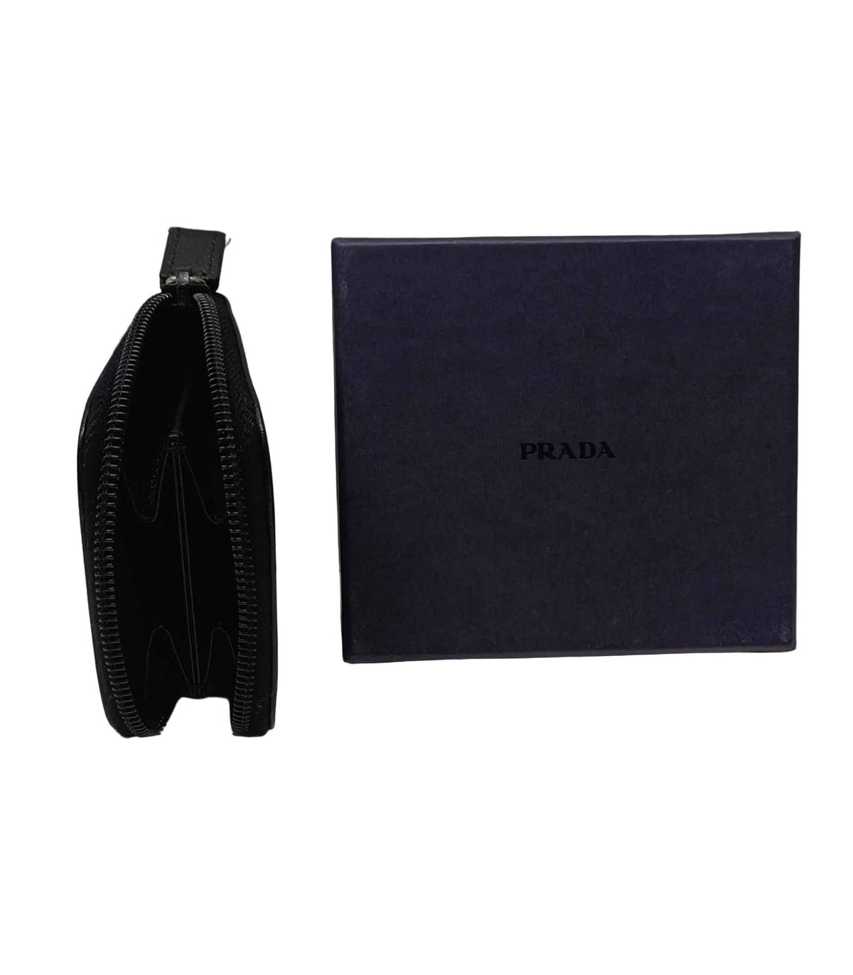 Prada Coin Case-Black Leather With Box