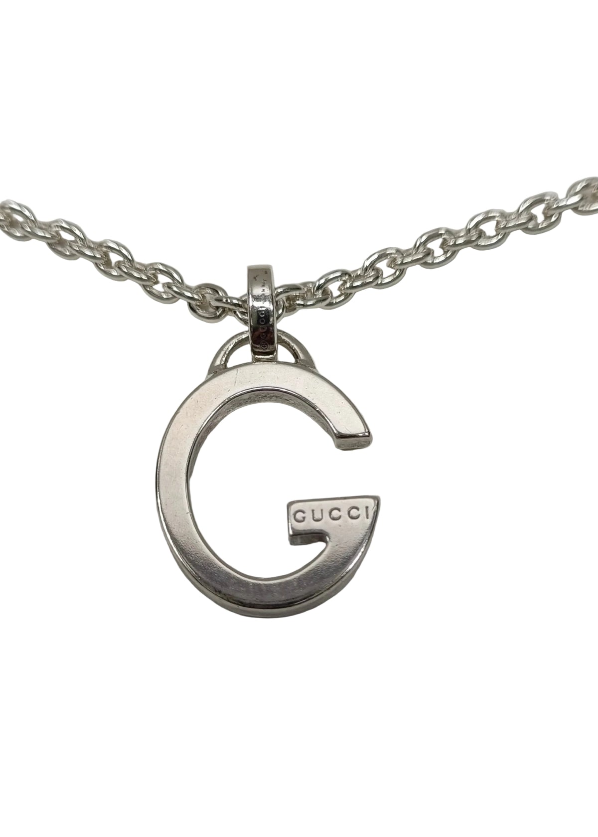 Gucci Sterling Silver Necklace-G Letter Pendant/Box & Pouch Main image