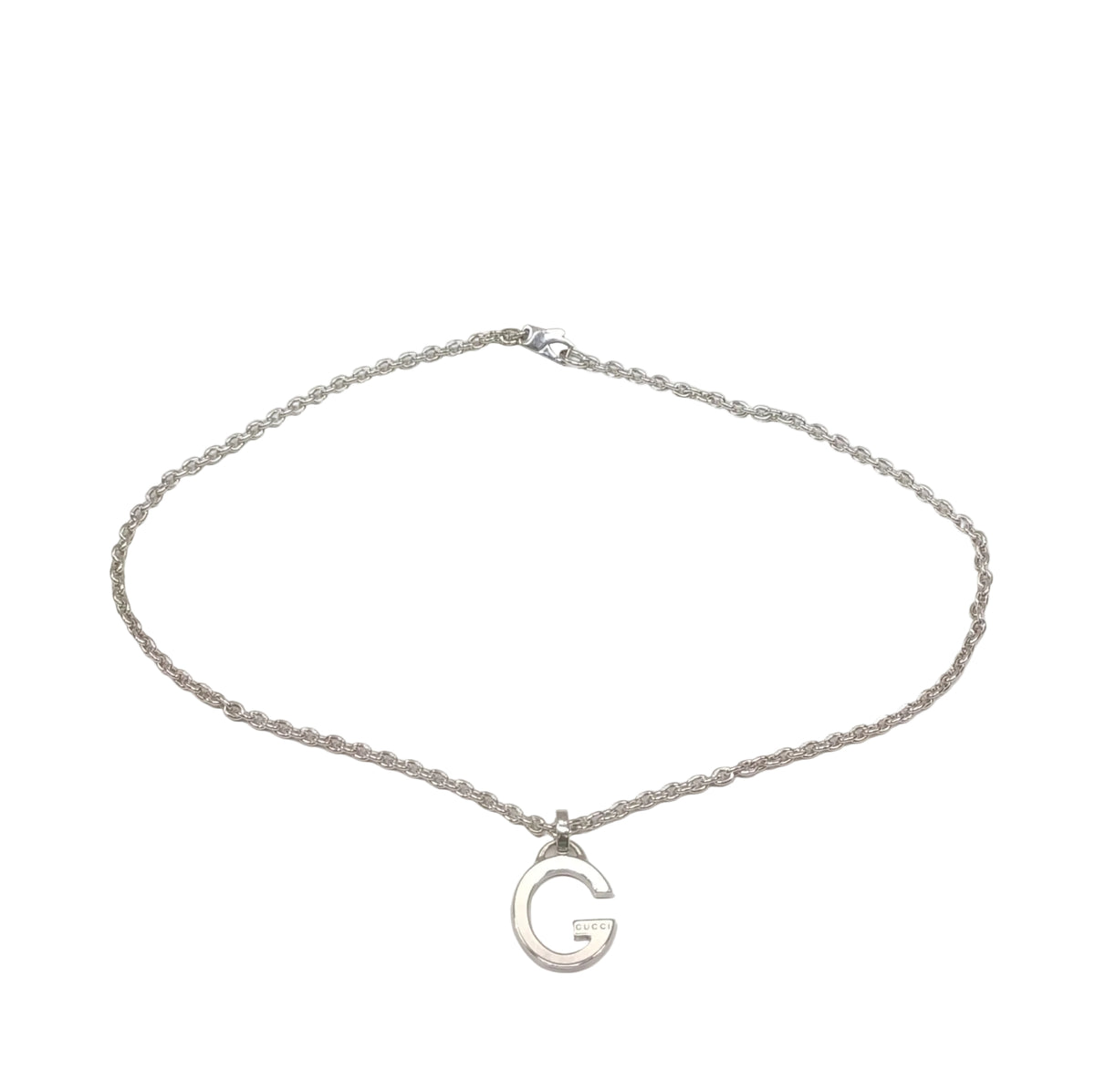 Gucci Sterling Silver Necklace-G Letter Pendant/Box & Pouch
