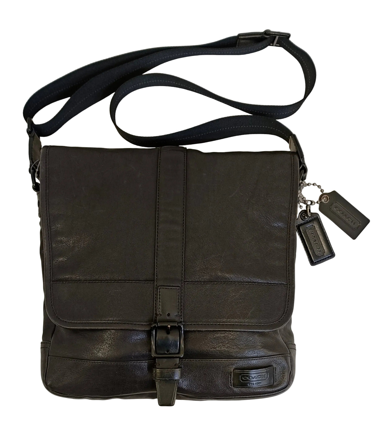 Coach Man Shoulder Bag-Black Leather Main image