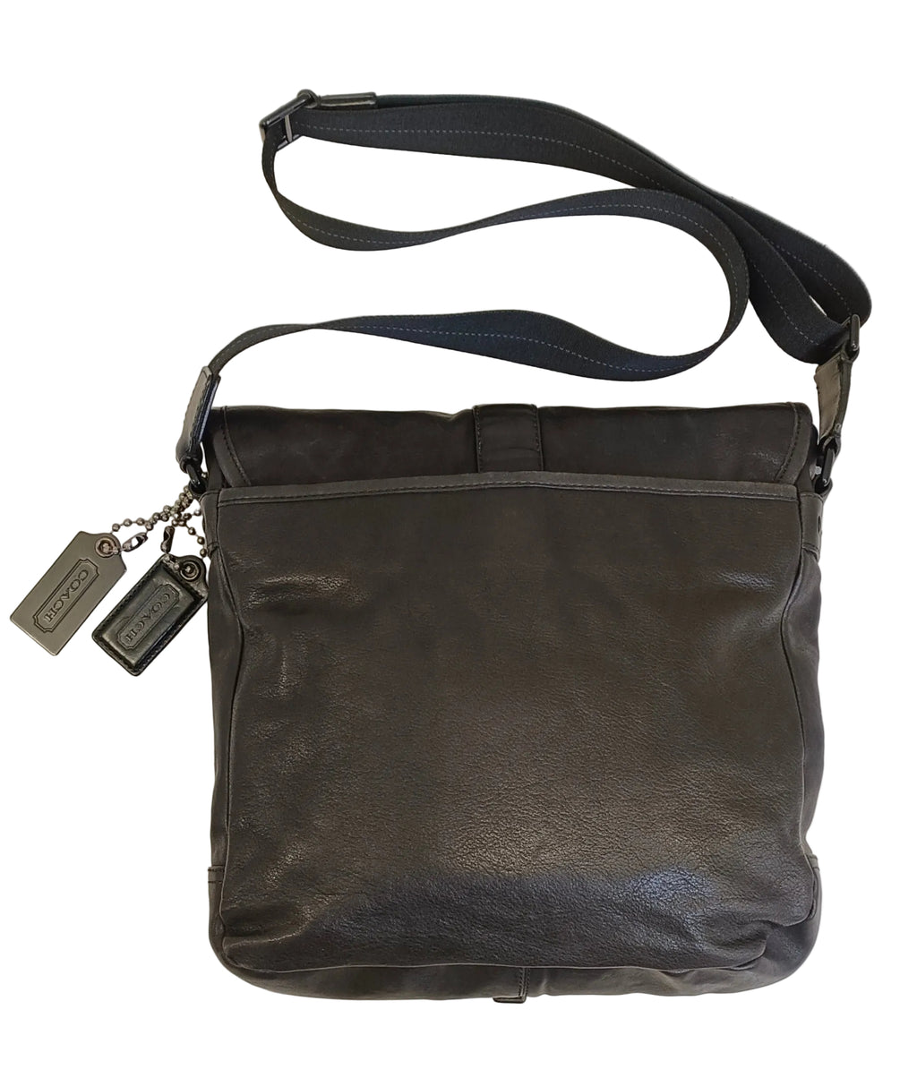 Coach Man Shoulder Bag-Black Leather